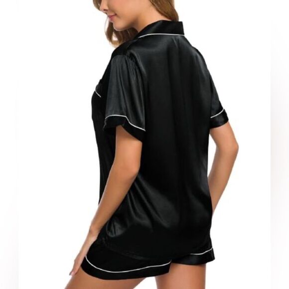 SWOMOG Satin Pajamas Black XL NWT IN PACKAGE - Picture 2 of 8